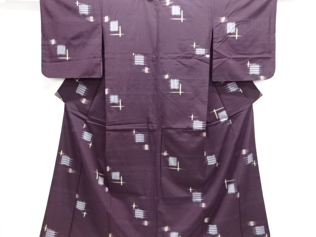 JAPANESE KIMONO / ANTIQUE KIMONO / TAISHO ROMAN STYLE / WOVEN KASURI PATTERN